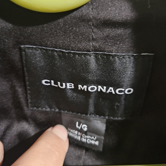 Club Monaco Tweed Boucle Textured Funnel Neck Wool & Cotton Coat Zip Up Large - Picture 8 of 9